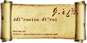 Járovics Örsi névjegykártya